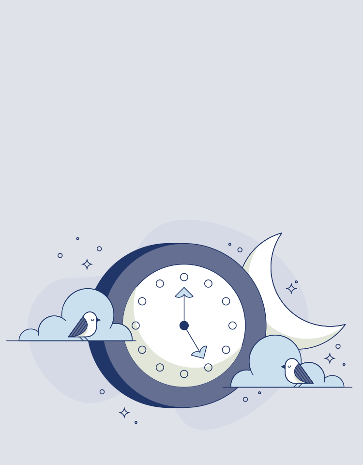 Illustration of a clock on a purple background