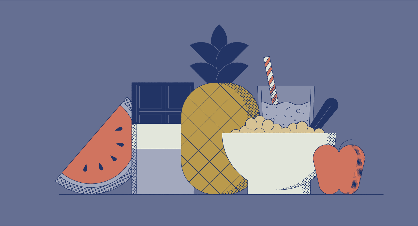 illustration of sweet late night snacks