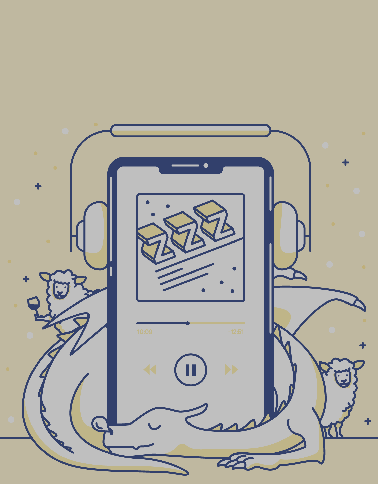 illustration of an iphone playing a podcast