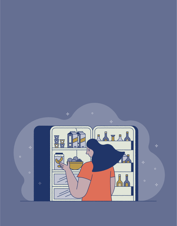 Illustration of woman looking in fridge
