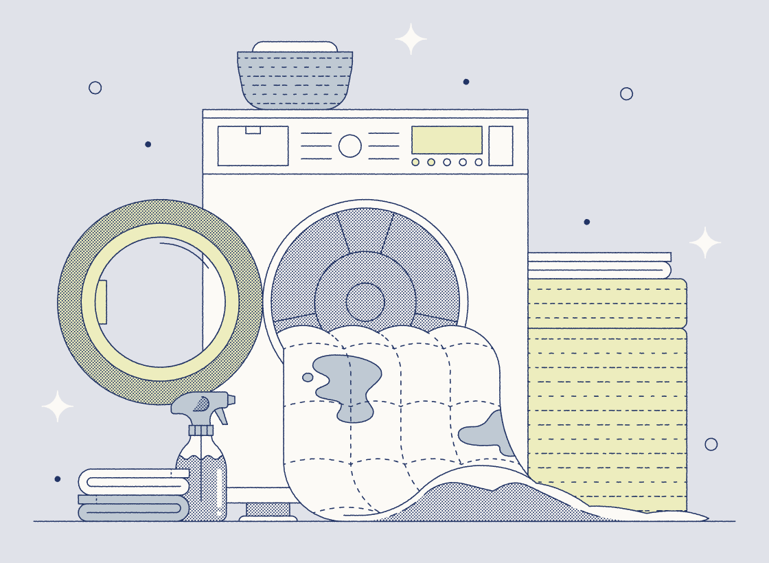 dirty duvet and washer illustration