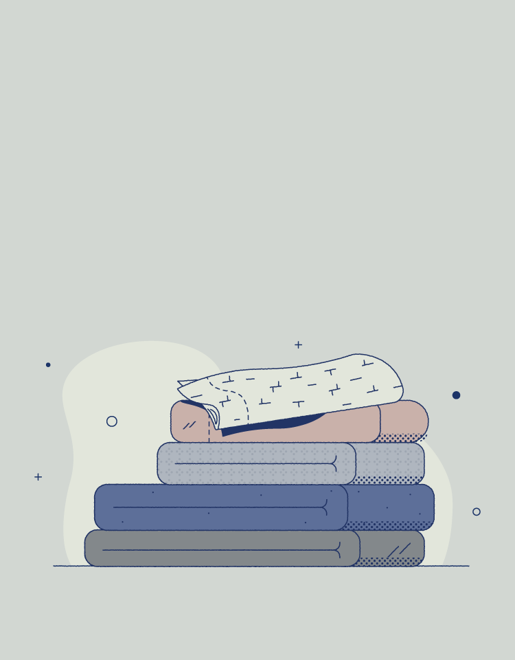 stacked bed sheets illustrated