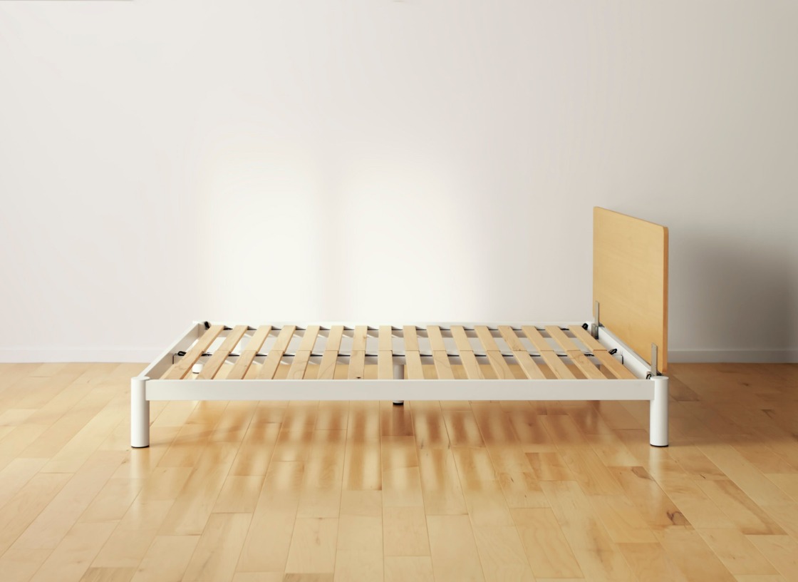 Wooden bed construction exposed